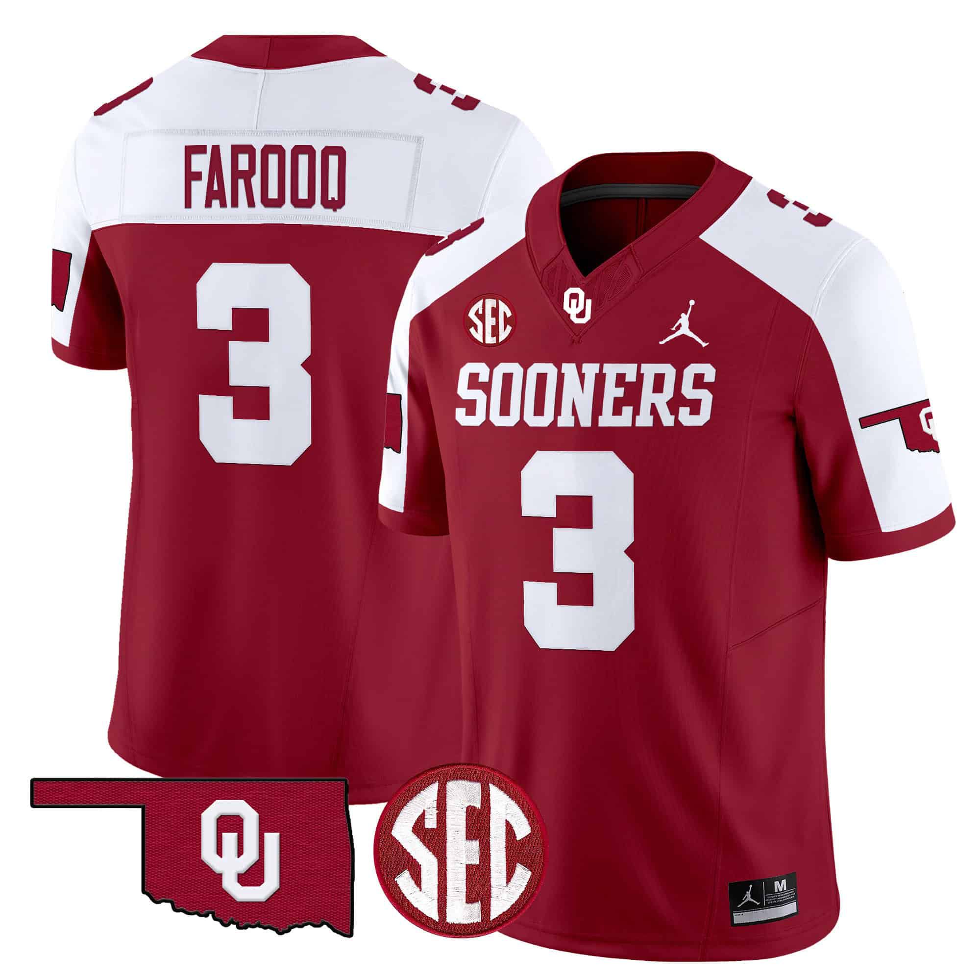 Men Oklahoma Sooners #3 Farooq Red 2024 Vapor Limited NCAA Jersey